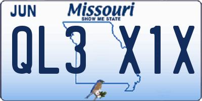 MO license plate QL3X1X