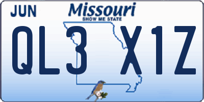 MO license plate QL3X1Z