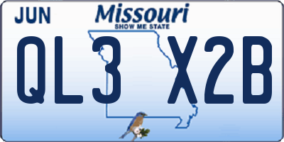 MO license plate QL3X2B