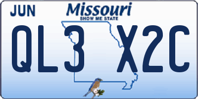 MO license plate QL3X2C