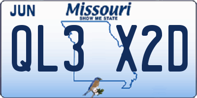 MO license plate QL3X2D