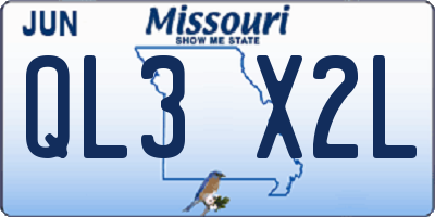 MO license plate QL3X2L