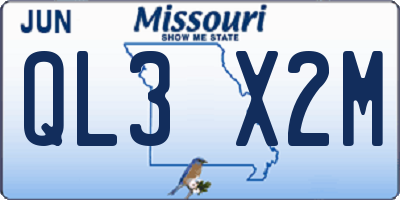 MO license plate QL3X2M