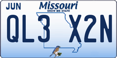 MO license plate QL3X2N