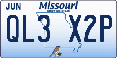MO license plate QL3X2P