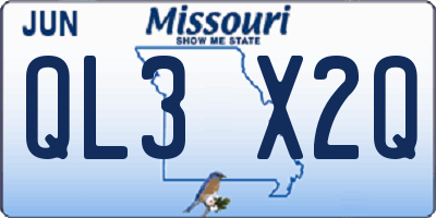 MO license plate QL3X2Q