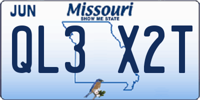 MO license plate QL3X2T