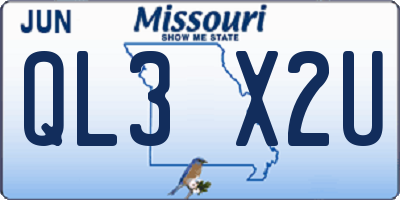 MO license plate QL3X2U