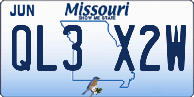 MO license plate QL3X2W
