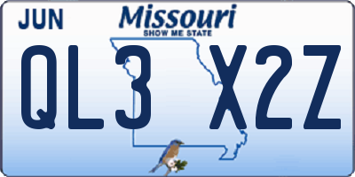 MO license plate QL3X2Z