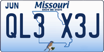 MO license plate QL3X3J