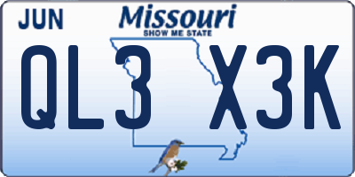 MO license plate QL3X3K
