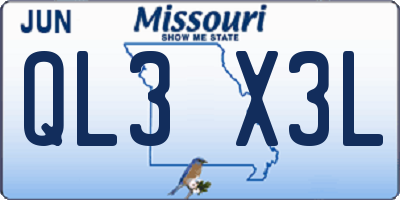 MO license plate QL3X3L