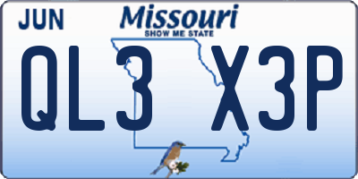 MO license plate QL3X3P