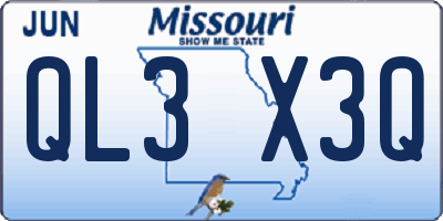 MO license plate QL3X3Q