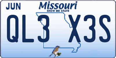 MO license plate QL3X3S