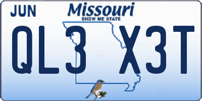 MO license plate QL3X3T