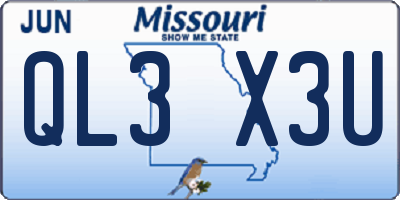 MO license plate QL3X3U