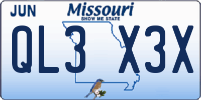 MO license plate QL3X3X