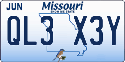 MO license plate QL3X3Y