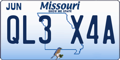 MO license plate QL3X4A