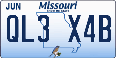 MO license plate QL3X4B