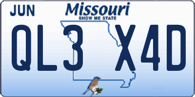 MO license plate QL3X4D