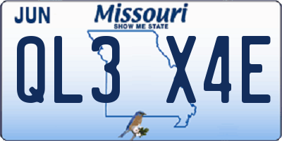 MO license plate QL3X4E
