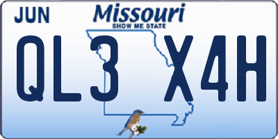 MO license plate QL3X4H