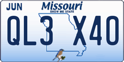 MO license plate QL3X4O