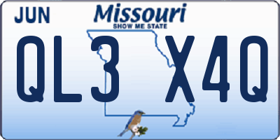 MO license plate QL3X4Q