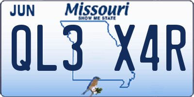 MO license plate QL3X4R