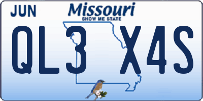 MO license plate QL3X4S