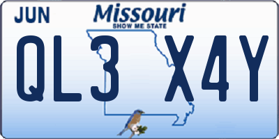 MO license plate QL3X4Y