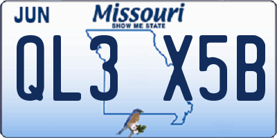 MO license plate QL3X5B
