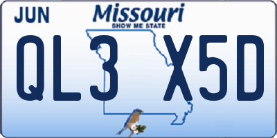 MO license plate QL3X5D