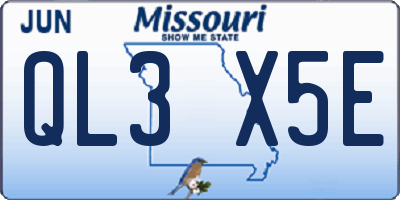 MO license plate QL3X5E