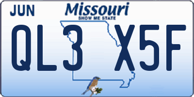 MO license plate QL3X5F