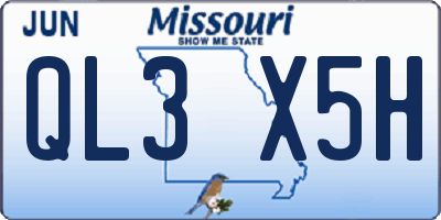 MO license plate QL3X5H