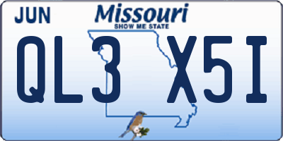 MO license plate QL3X5I