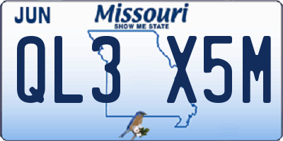 MO license plate QL3X5M