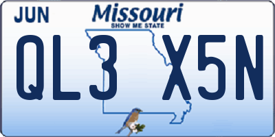 MO license plate QL3X5N