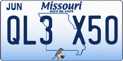 MO license plate QL3X5O