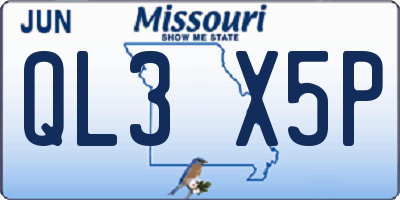 MO license plate QL3X5P
