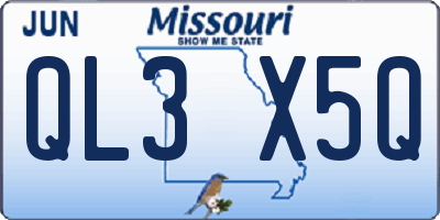 MO license plate QL3X5Q