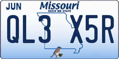 MO license plate QL3X5R