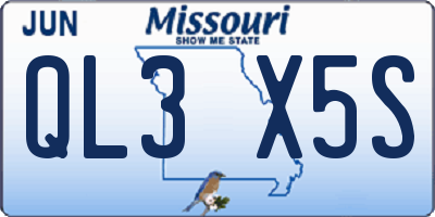 MO license plate QL3X5S