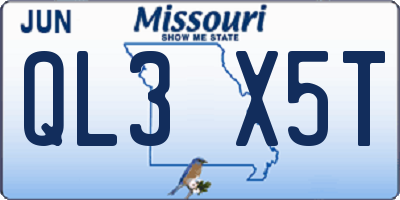 MO license plate QL3X5T