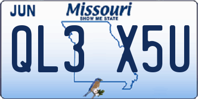 MO license plate QL3X5U