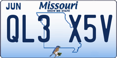 MO license plate QL3X5V